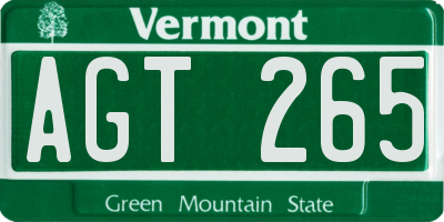 VT license plate AGT265