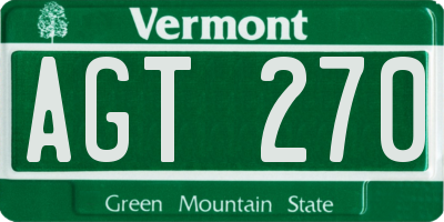 VT license plate AGT270