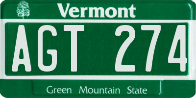 VT license plate AGT274