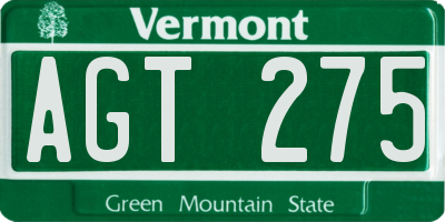 VT license plate AGT275