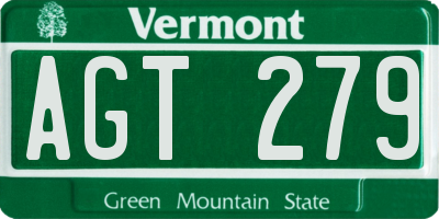 VT license plate AGT279