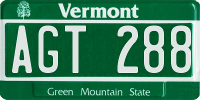 VT license plate AGT288