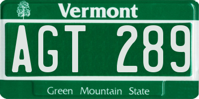 VT license plate AGT289