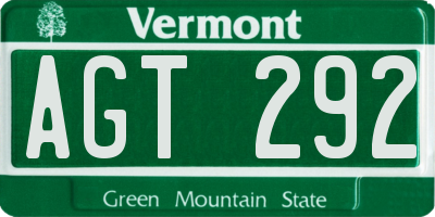VT license plate AGT292