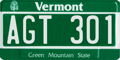 VT license plate AGT301