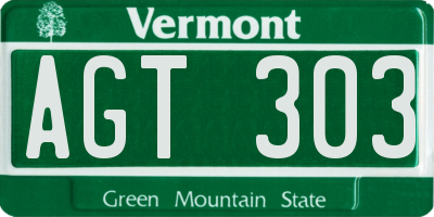 VT license plate AGT303