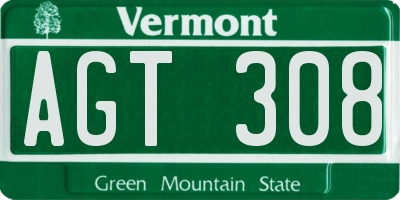 VT license plate AGT308