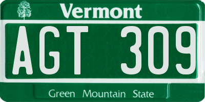 VT license plate AGT309