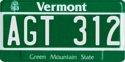 VT license plate AGT312