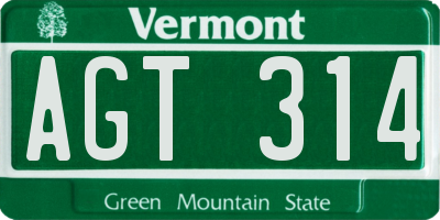 VT license plate AGT314