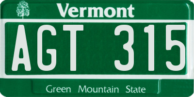VT license plate AGT315