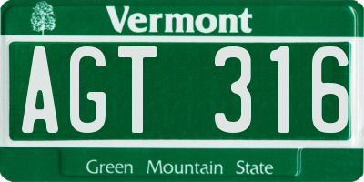 VT license plate AGT316
