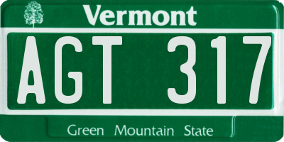 VT license plate AGT317