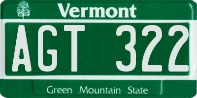 VT license plate AGT322