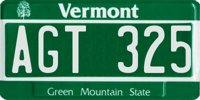 VT license plate AGT325