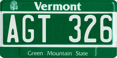 VT license plate AGT326