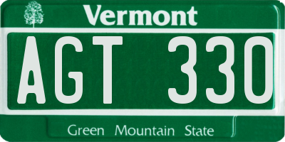 VT license plate AGT330