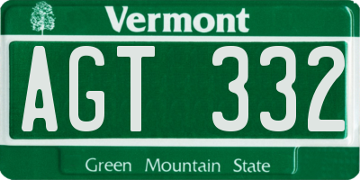 VT license plate AGT332