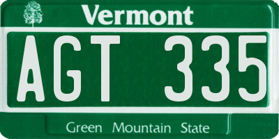 VT license plate AGT335