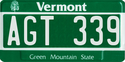 VT license plate AGT339