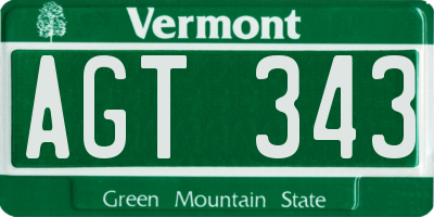 VT license plate AGT343