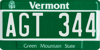 VT license plate AGT344
