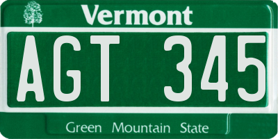 VT license plate AGT345