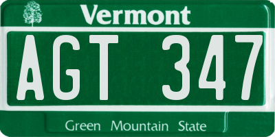 VT license plate AGT347