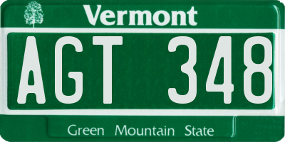 VT license plate AGT348
