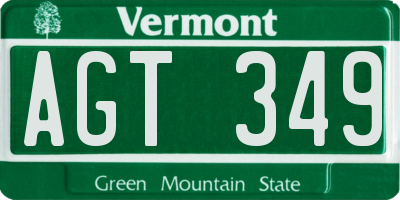 VT license plate AGT349