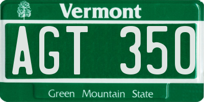 VT license plate AGT350