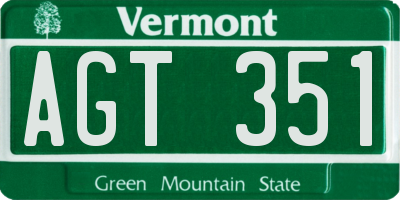 VT license plate AGT351