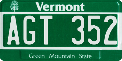 VT license plate AGT352