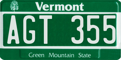 VT license plate AGT355