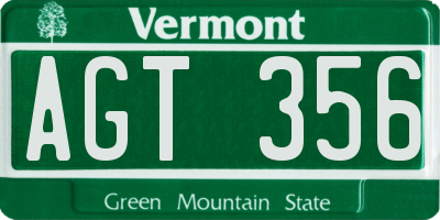 VT license plate AGT356