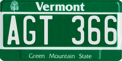 VT license plate AGT366