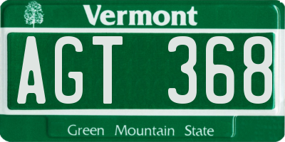 VT license plate AGT368