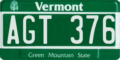 VT license plate AGT376