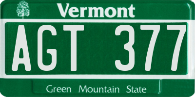 VT license plate AGT377
