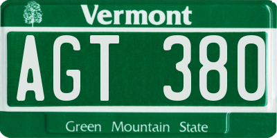 VT license plate AGT380