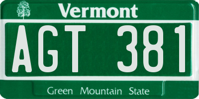 VT license plate AGT381