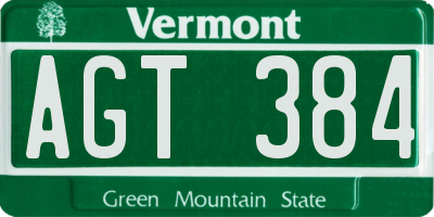 VT license plate AGT384