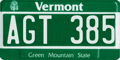 VT license plate AGT385