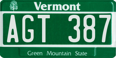 VT license plate AGT387