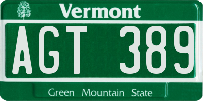 VT license plate AGT389