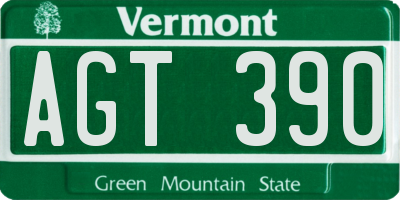 VT license plate AGT390