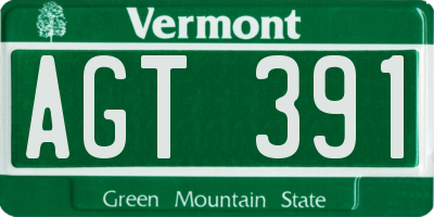 VT license plate AGT391