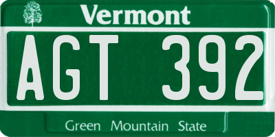 VT license plate AGT392