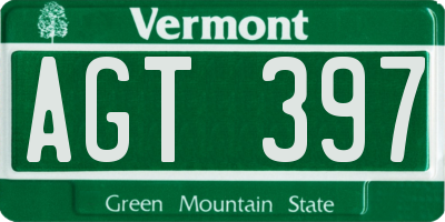 VT license plate AGT397