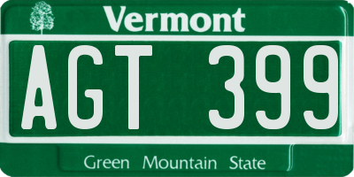 VT license plate AGT399